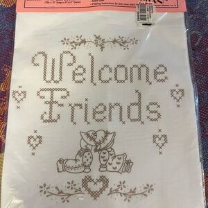 Welcome Friends cross stitch sampler